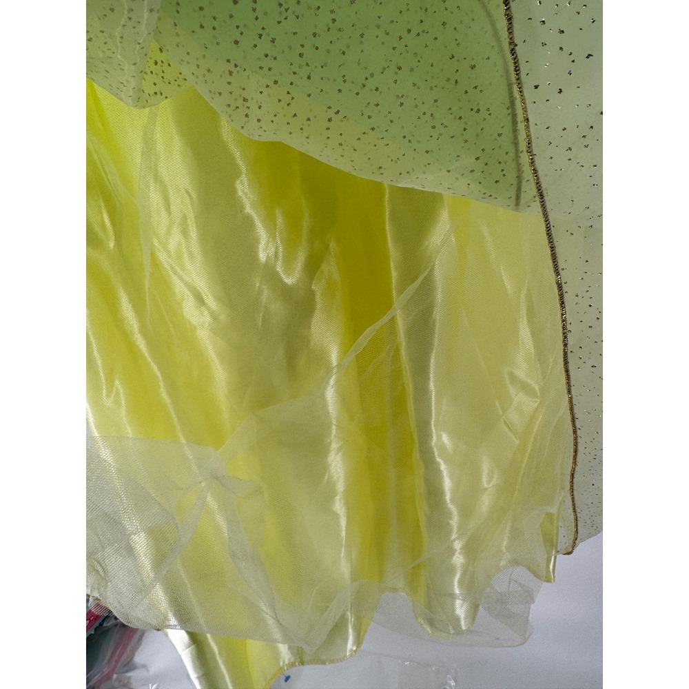 Disney Princess Tiana Costume Dress Kids Size 9/10 Lime Green Gold Sequins - Picture 9 of 14